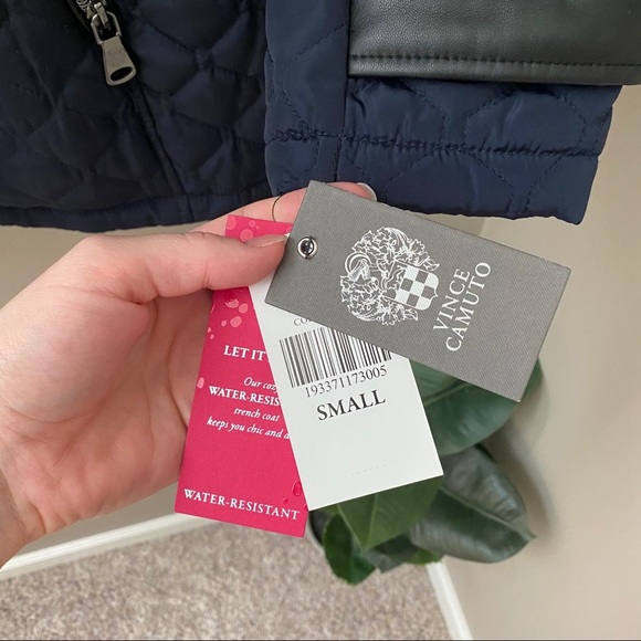 Vince Camuto Belted Quilted Jacket Blue Sz Small - Picture 4 of 12